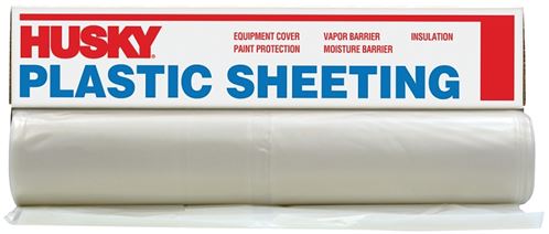 Poly-America CF0620-50C Painter's Sheeting, 50 ft L, 20 ft W, Clear