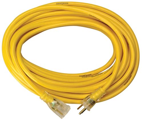CCI 2991 Extension Cord, 10 AWG Cable, 50 ft L, 20 A, 125 V, Yellow
