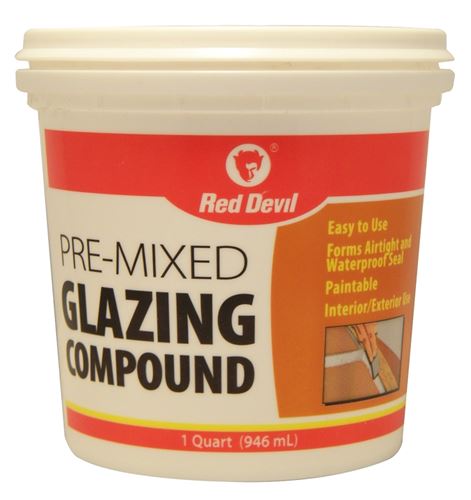 Red Devil 0664 Glazing Compound, Solid, Mild, Off-White, 1 qt Tub