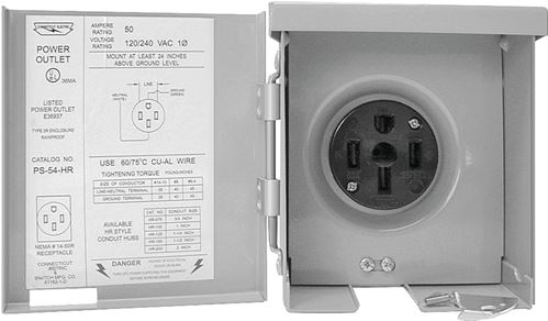 Connecticut Electric PS-54-HR Power Outlet, 50 A, Steel