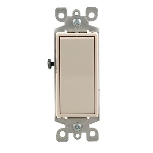 Leviton S16-05603-2TS Rocker Switch with Ground Screw, 15 A, 120/277 V, 3-Way, Lead Wire Terminal, Light Almond