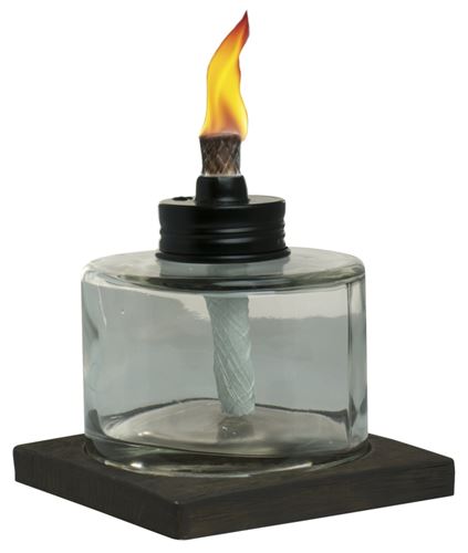 Tiki 1117025 Votive Tabletop Torch, 4 in H, Glass, Brown/Clear
