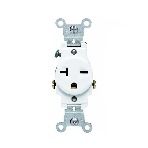 Leviton S02-05821-0WS Single Receptacle, 2 -Pole, 250 V, 20 A, White