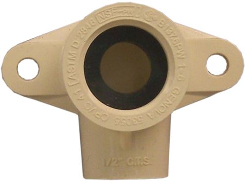 NIBCO T00145D Drop Ear Pipe Elbow, 1/2 in, FIP, 90 deg Angle, CPVC, 40 Schedule