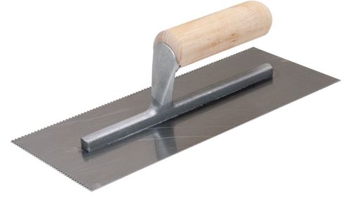 QLT 972 Trowel, 11 in L, 4-1/2 in W, Square Notch, Straight Handle