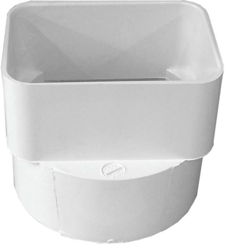 Canplas 414434BC Downspout Adapter, 3 x 4 in Connection, Hub, PVC, White