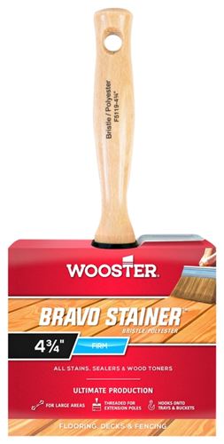 Wooster F5119-4 Paint Brush, 4 in W, 2-9/16 in L Bristle, China/Polyester Bristle, Threaded Handle