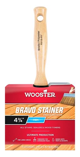 Wooster F5119-4-3/4 Paint Brush, 4-3/4 in W, 2-3/4 in L Bristle, China/Polyester Bristle, Threaded Handle