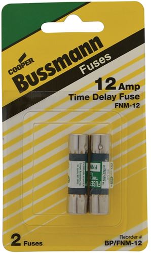 Bussmann BP/FNM-12 Time Delay Fuse, 12 A, 250 V, 10 kA Interrupt, Melamine Body