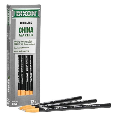 Dixon Ticonderoga 00081 China Marker, Black, 7 in L, Pack of 12