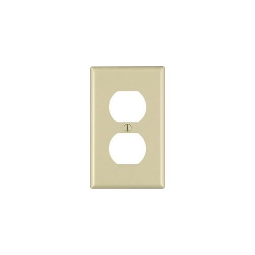Leviton 86003 Receptacle Wallplate, 4-1/2 in L, 2-3/4 in W, 1 -Gang, Thermoset Plastic, Ivory, Smooth