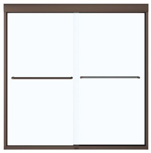 Maax Aura 135661-900-172 Bathtub Door, Semi Frame, Clear Glass, Bypass/Sliding Door, 1/4 in Glass