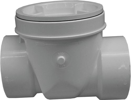 Canplas 223284W Backwater Valve, 4 in Connection, Hub, PVC