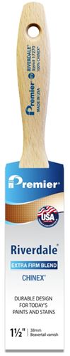 Premier Riverdale 17270 Paint Brush, 1-1/2 in W, Beavertail Varnish Brush, 2-7/16 in L Bristle, Chinex Bristle