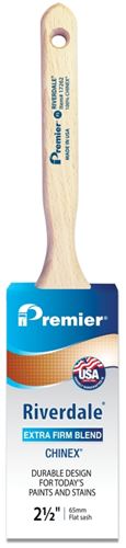 Premier Riverdale 17262 Paint Brush, 2-1/2 in W, Flat Sash Brush, 2-15/16 in L Bristle, Chinex Bristle