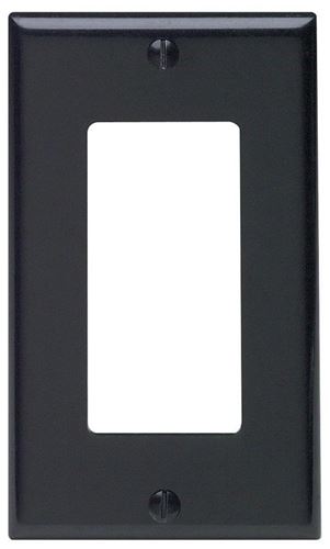 Leviton 80401-E Wallplate, 4-1/2 in L, 2-3/4 in W, 1-Gang, Thermoset Plastic, Black, Smooth