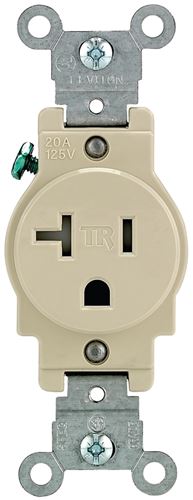 Leviton R51-T5020-0IS Single Receptacle, 20 A, Ivory