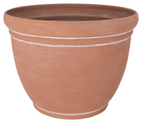 Landscapers Select PT-S060 Planter, 18 in Dia, 13-3/4 in H, Round, Resin, Terra Cotta, Terra Cotta, Pack of 6