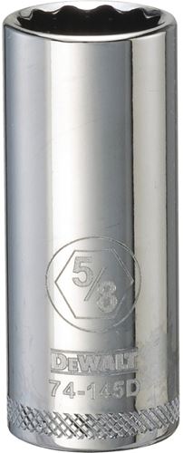 DeWALT DWMT74145OSP Drive Socket, 5/8 in Socket, 3/8 in Drive, 12-Point, Vanadium Steel, Polished Chrome