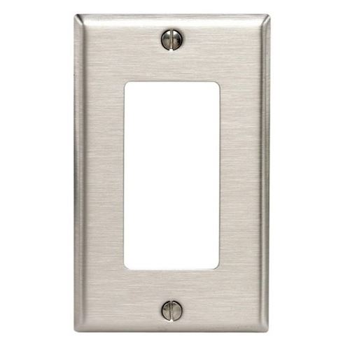 Leviton 84401-105 Wallplate, 2-3/4 in L, 4-1/2 in W, 1-Gang, Stainless Steel, Stainless Steel, Brushed