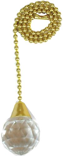 Jandorf 60320 Acrylic Sphere Pull Chain, 12 in L Chain, Solid Brass