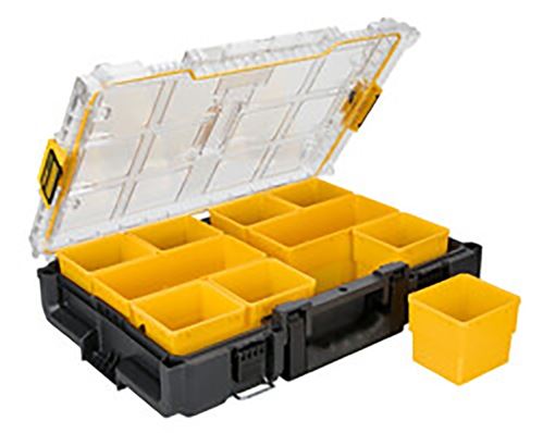 DeWALT ToughSystem 2.0 DWST08040 Full-Size Organizer, 44 lb Capacity, 21 in L, 14-5/8 in W, 5-1/8 in H, 10-Compartment