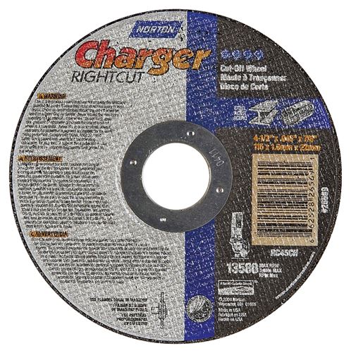 Norton 66252843208 Cut-Off Wheel, 4-1/2 in Dia, 0.045 in Thick, 7/8 in Arbor, 36 Grit, Coarse, Aluminum Oxide Abrasive