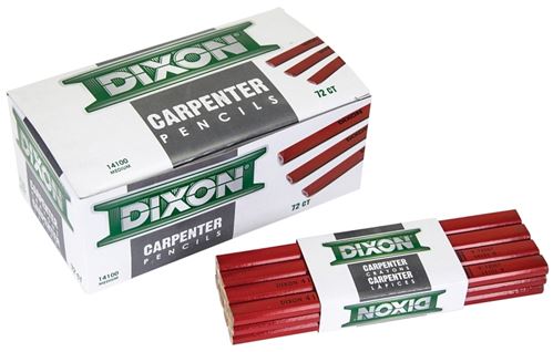 Dixon Ticonderoga 14100 Carpenter Pencil, Black/Red, 7 in L, Pack of 12