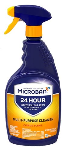 Microban 47415 Cleaner, 32 oz, Spray Bottle, Liquid, Citrus, Clear