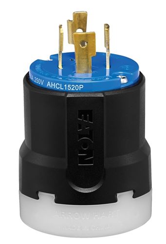Arrow Hart AHCL1520P Ultra-Grip Locking Plug, 3 -Pole, 20 A, 250 VAC, NEMA: NEMA L15-20, Black/Blue