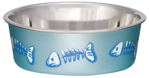 Loving Pets 7750 Cat Bowl, 0.5 pt Volume, Stainless Steel, Blue