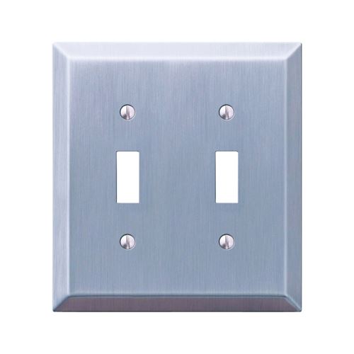 Amerelle 163TTBN Wallplate, 4-15/16 in L, 4-9/16 in W, 2 -Gang, Steel, Brushed Nickel