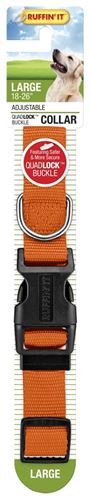 Ruffin'It 31643 Adjustable Dog Collar, 18 to 26 in L, 1 in W, Nylon, Orange, Pack of 3