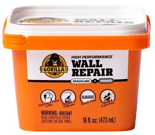 Gorilla 103963 High-Performance Wall Repair, Semi-Solid, Off-White, 16 fl-oz Tub, Pack of 6