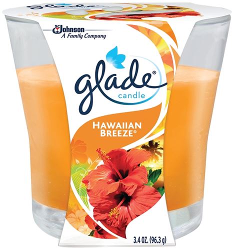 Glade 76956 Air Freshener Candle, 3.4 oz Jar, Hawaiian Breeze, Orange, Pack of 6