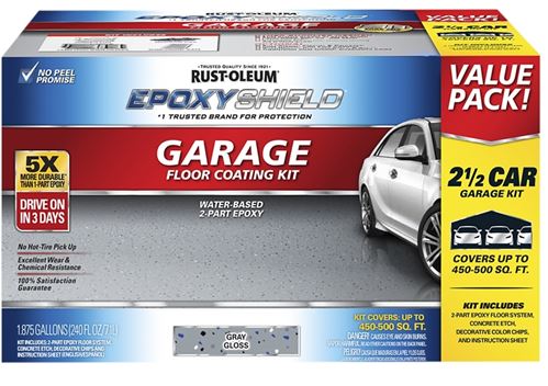 Rust-Oleum 251870 Epoxy Coating Kit, High-Gloss, Gray, 2 gal