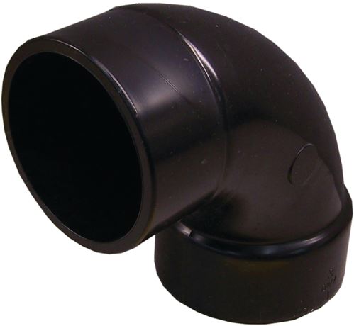 Canplas 102453LBC Sanitary Street Pipe Elbow, 3 in, Spigot x Hub, 90 deg Angle, ABS, Black