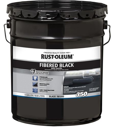 Rust-Oleum 350 Series 301999 Roof Coating, Black, 4.75 gal, Pail, Liquid