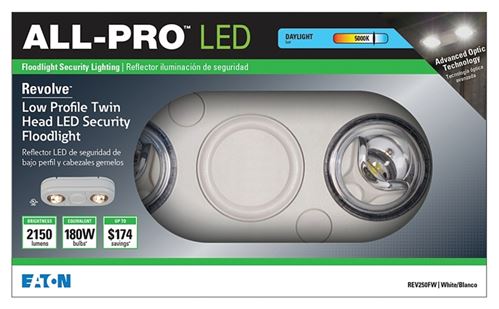 Eaton Lighting All-Pro REVOLVE REV250FW Flood Light, 120 V, 26.7 W, LED Lamp, 2150 Lumens, 5000 K Color Temp