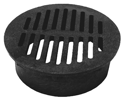 NDS 40 Drain Grate, 6 in Dia, 6-3/4 in L, 6-3/4 in W, Round, 1/4 in Grate Opening, HDPE, Black