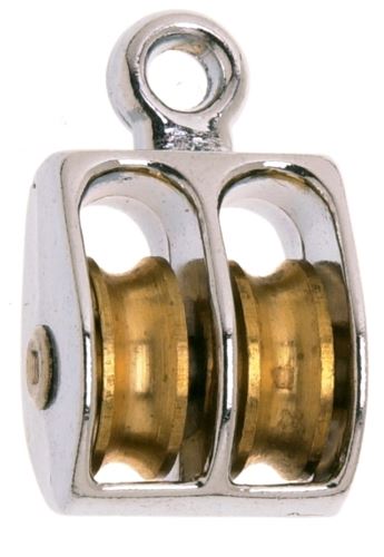Campbell T7655212N Pulley, 5/16 in Rope, 55 lb Working Load, 1 in Sheave, Nickel