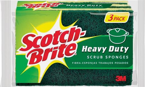 Scotch-Brite HD-3 Scrub Sponge, 2-3/4 in L, 4-1/2 in W, 0.6 in Thick, Cellulose/Synthetic Fiber, Green