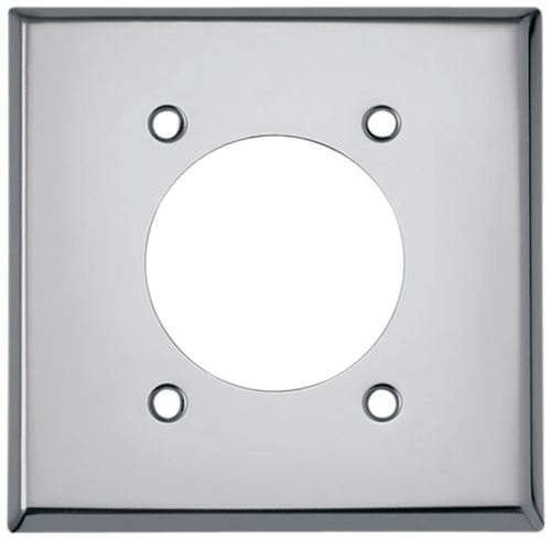 Eaton Wiring Devices 68-BOX Power Outlet Wallplate, 4-1/2 in L, 4-9/16 in W, 2 -Gang, Chrome, Silver, Chrome
