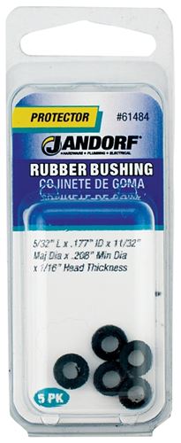 Jandorf 61484 Conduit Bushing, 0.177 in Dia Cable, Rubber, Black, 1/16 in Thick Panel