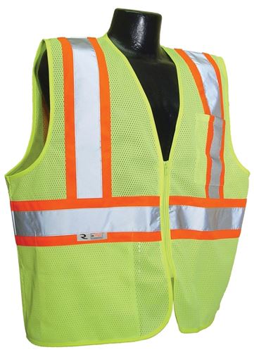 Radians SV22-2ZGM-M Economical Safety Vest, M, Unisex, Fits to Chest Size: 26 in, Polyester, Green, Zipper