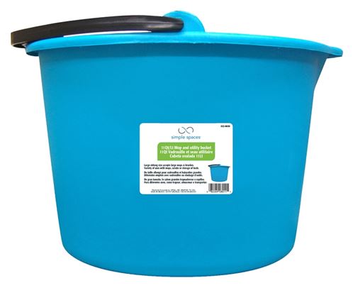 Simple Spaces 8011 Mop Bucket, 11 qt Capacity, Oblong, Recycle Polypropylene Bucket/Pail, Aqua