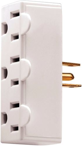 Eaton Wiring Devices BP1147W Outlet Tap, 2 -Pole, 15 A, 125 V, 3 -Outlet, NEMA: NEMA 5-15R, White