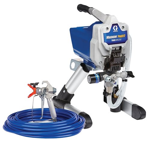 Graco 17G177 Electric TrueAirless Sprayer with Stand, 0.75 hp, 150 ft L Hose, 0.017 in Tip, 1/4 in Dia Hose, 0.34 gpm