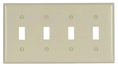 Eaton 2154LA-BOX Switch Wallplate, 4-1/2 in L, 8.19 in W, 4-Gang, Thermoset, Light Almond