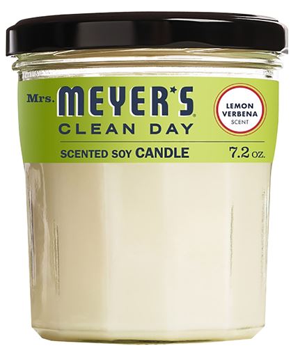 Mrs. Meyer's 42116 Soy Candle, Lemon Verbena Fragrance, 35 hr Burning, White Candle